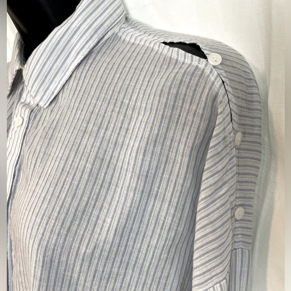 💥3/$30💥JCREW Button Shoulder Crop Button Down Shirt Cotton Pinstripe